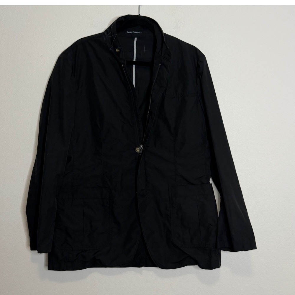 Henry Cotton's Men's Black Zip Front One Button Blazer Jacket Sz 105 (US 40-42)